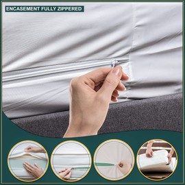 DREAM LIBERTY LINENS Premium 100% Waterproof Mattress Protector Encasement - Zippered Fitted Bedding Mattress Pad Cover - Absorbent & Breathable Soft Noiseless Washable (King)