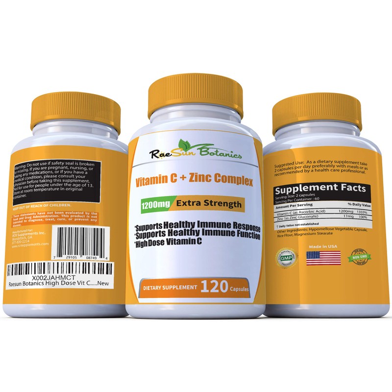 High Dose Extra Strength 1200mg Vitamin C + Zinc Complex