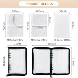 Sticker Storage Organizer Sticker Collecting Zipper Binder Album Reusable Sticker Collecting Book for Adult with Blank Release Paper and Pocket A5 Sticker Album for Collecting Sticker (Black)