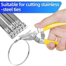Cable Tie Scissors and T-Shaped Wrench, for Tensioning and Cutting Stainless Steel Cable Ties, with 10 Stainless Steel Cable Ties in 4.6X200MM Format