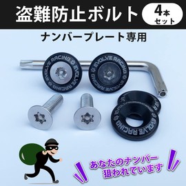 EVOLVERACING Anti-Theft Bolt Set for License Plate Specific Vehicle Inspection (Black, Bolt Length 0.6 inch (15 mm)