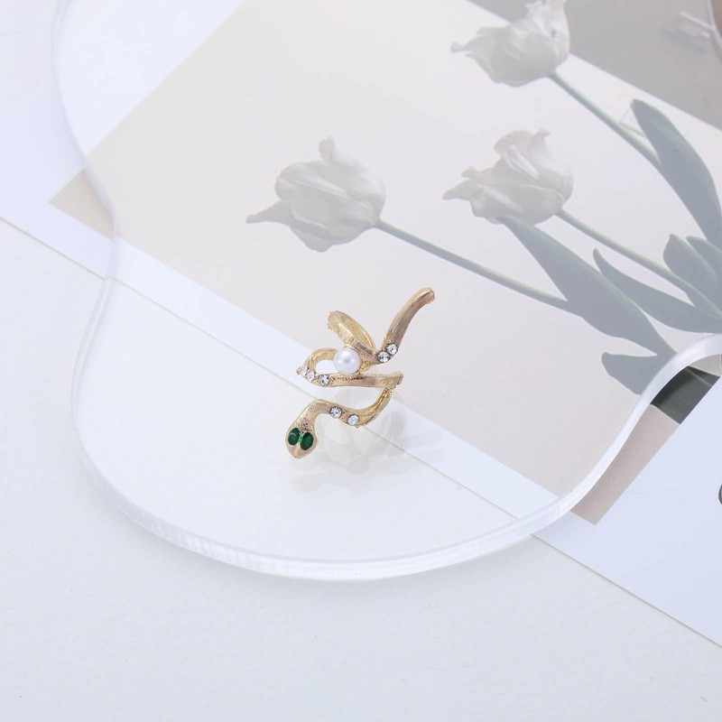 Yheakne Gothic Crystal Snake Ear Cuff Earrings Gold Snake Cuff