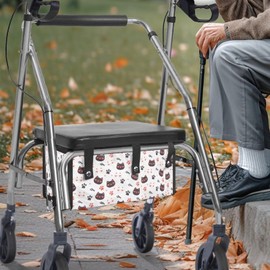 Voxugoniy Walker Bag, Cats Portable Walker Bag Accessories Wheelchair Basket Pouch Water Resistant Seniors Caddy Accessory Reusable Carry Storage Carrier Tote for Folding Rolling Walkers