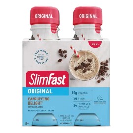 SlimFast Bebida Proteica Capuccino Light 4 Pzs Con Vitaminas y Minerales