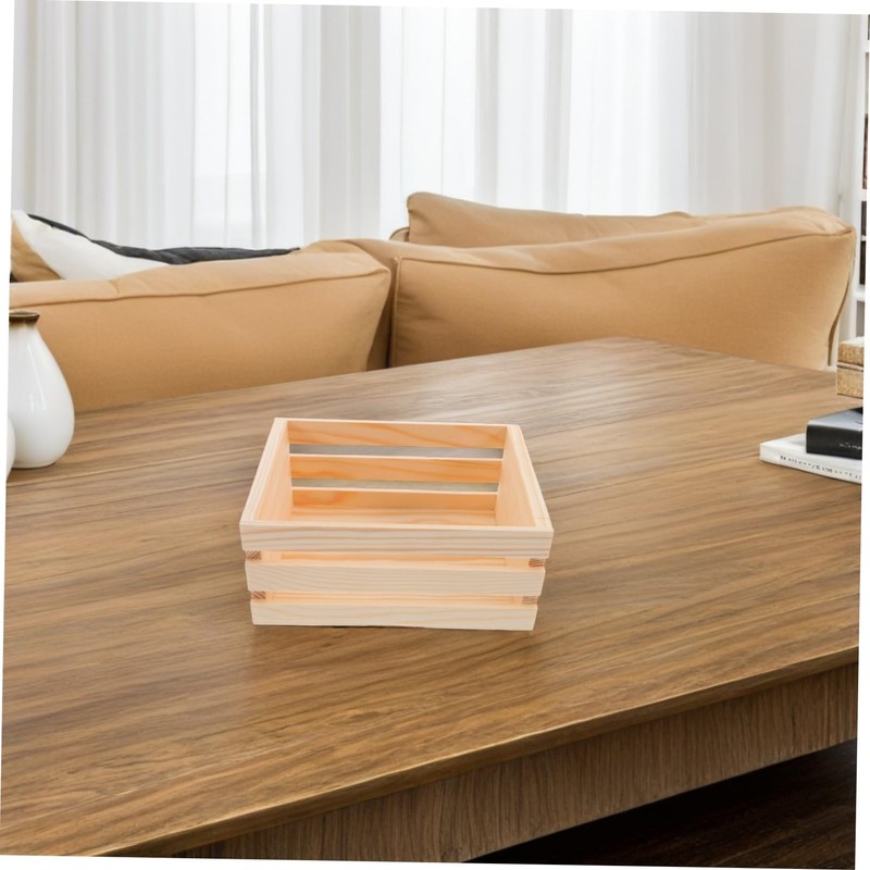 ULTECHNOVO Wooden Storage Bins Desktop Wooden Storage Basket Decorative Crate
