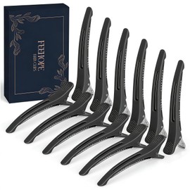 FEEHOPE 12Pcs 4.3” Long Hair Sectioning Clips, Creaseless Non-Slip Hair Styling Clips with Silicone Band, Professional Sectioning Hair Clips for Styling, Cutting and Rollers