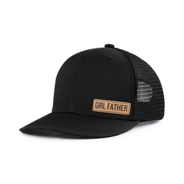 Lichfamy Girl Father Hat for Dad from Daughter Leather Patch Trucker Hat for Men New Dad Caps - Black