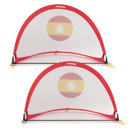 Porayhut Quick Open Soccer Net Pop up Goal for Kid Set of 2 Portable 210D Oxford Extra Stakes Target Soccer Goal for Fun in Backyard (Spain Flag Pattern)