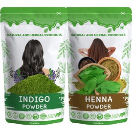 Henna Indigo Powder Organic for Hair Color, Hair Cleanser For Deep Cleansing, Natural Herbal Black Hair Color, Combo, Henna Leaves, Mehndi, Indigo Dye, Pure, Hair Strong Growth for Men & Women