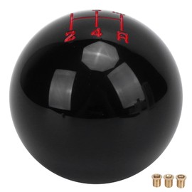 EVGATSAUTO Rundkugel 5-Gang-Schaltknauf, Auto-Schalthebelkopf, Manueller Auto-Schaltkopf mit 3 Stahladaptern, Ersatz für Universelles Autozubehör(Schwarz)