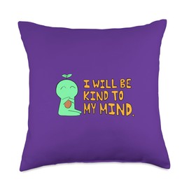 "I Will Be Kind To My Mind" Avocado Guy Throw Pillow