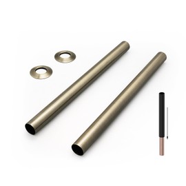 VANCOCO Radiator Pipe Sleeves Pair Antique Brass Radiator Collars Cover 2PCS Radiator Pipe Covers (300mm x 22mm)