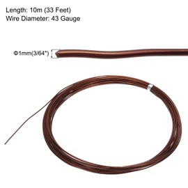 QUARKZMAN Anodised Craft Wire 1 mm x 10 m Aluminium Wire for Crafts Jewellery Wire Craft Wire Metal Memory Flexible Craft Wire for Jewellery Decorative Wreath DIY (43 AWG, Copper)