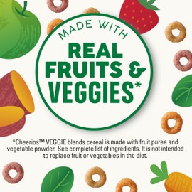 Cheerios Veggie Blends, Apple Strawberry Cereal, 300g/10.5 oz