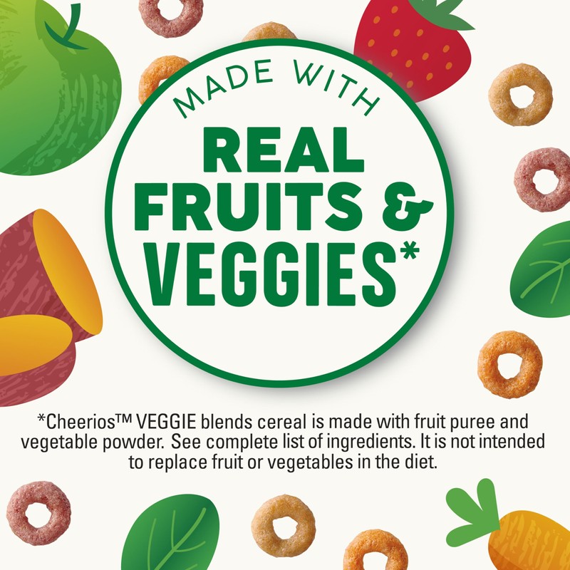 Cheerios Veggie Blends, Apple Strawberry Cereal, 300g/10.5 oz
