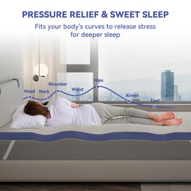 Comfotable & Pressure Relief Mattress Topper, 3 Inch King Premium Memory Foam Mattress Topper with Advanced Cooling Tech Removable Cover, CertiPUR-US & Oeko-Tex Certified