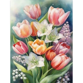 AIBOERL Diamond Art Kits for Adults,Tulips 5D Diamond Painting Kits Diamond Art Kits Diamond Painting,Full Drill Diamond Art DIY Crafts Diamond Dot for Home Decor Gift[11.8x15.7inch]