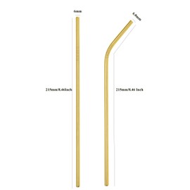 Gold Reusable Metal Straws 50pcs in Bulk.215mm/8.5 Inch Stainless Steel Drinking Gold Straws in Bulk for Wholesale.Curved Straight Straws for 20oz Tumblers Yeti (50pcs All Straight Gold-8.5")