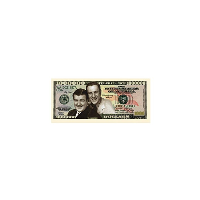 Abbott and Costello Million Dollar Bill with Bill Protector