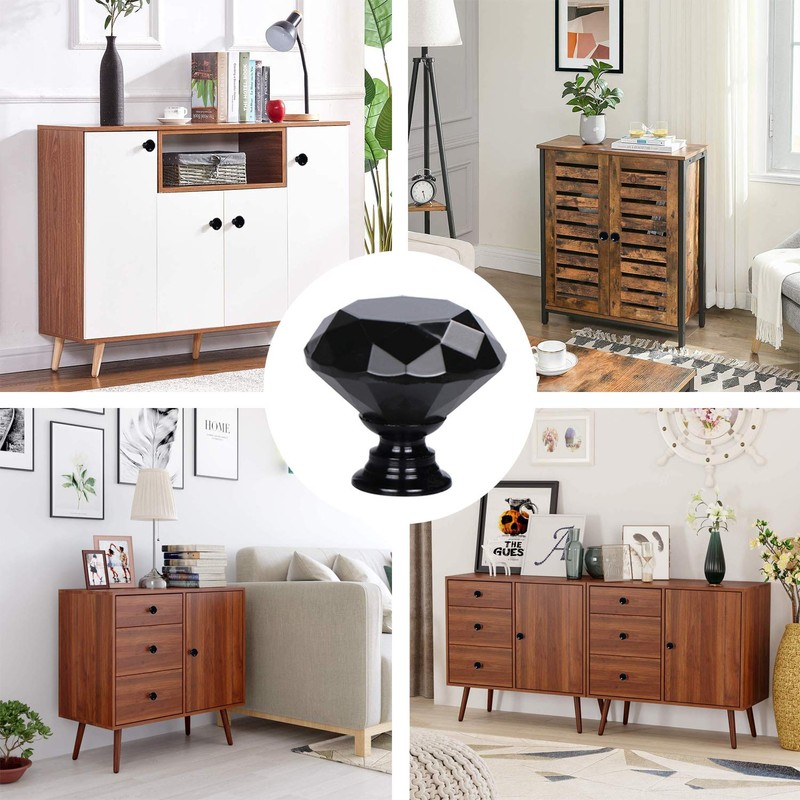 STMK 10 Pack Drawer Knobs, Drawer Pulls Black Diamond Shaped