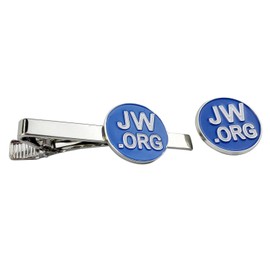 Jw.org Silver Color Necktie Clip and Lapel Pin Gift Set (With Gift Box) (Blue+Silver)