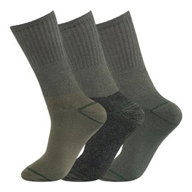 Men's Army Military Socks, Thermal Warm Thick Cotton Rich, Set of 6, Olive Green (UK, Alpha, One Size, Regular, Regular, 3, Mix Green)
