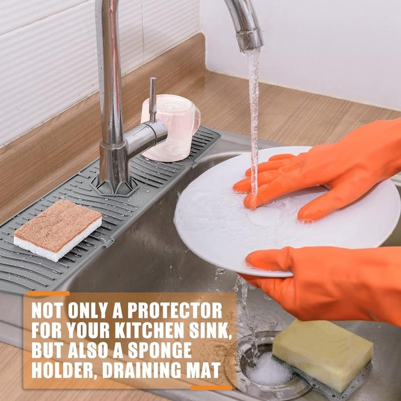 Kitchen Sink Splash Guard, 24in Faucet Mat Splash Catcher, Handle