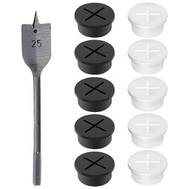 WUSANNA Cable Grommet Rubber 10-Piece Set 25 mm Round Cable Grommet, Desk Cable Management with 25 mm Drill, Cable Passage for Office Workplace (White, Black)