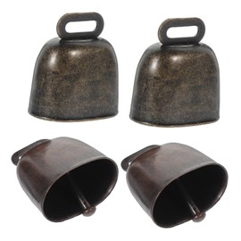 Outanaya 4pcs Small Theft Cow Bells for Pets Loud Grazing Bells for Farming and Hanging Decor Sound for Easy Animal Tracking Antique