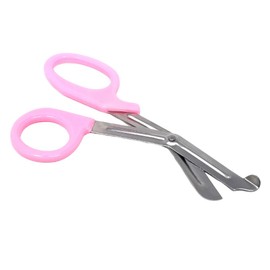 HIGH TECH INSTRUMENTS HTI Trauma Shears 7.25" All-Purpose Stainless Steel Paramedic, ER Nurse, EMT, EMS, First Responder Tactical Scissors with Serrated Blade for Outdoor Camping Rescue Tool (Baby Pink Handle)
