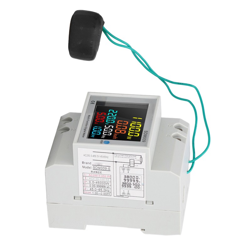 Single Phase Energy Meter Rail Frequency Power Factor Meters Multifunctional