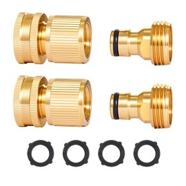 VEVOR Garden Hose Quick Connect, 3/4 inch Male & Female, 200 PSI Heavy Duty Solid Brass Quick Connector, 2 Sets Garden Hose Fitting, No Leak Water Hoses Connectors with Gaskets