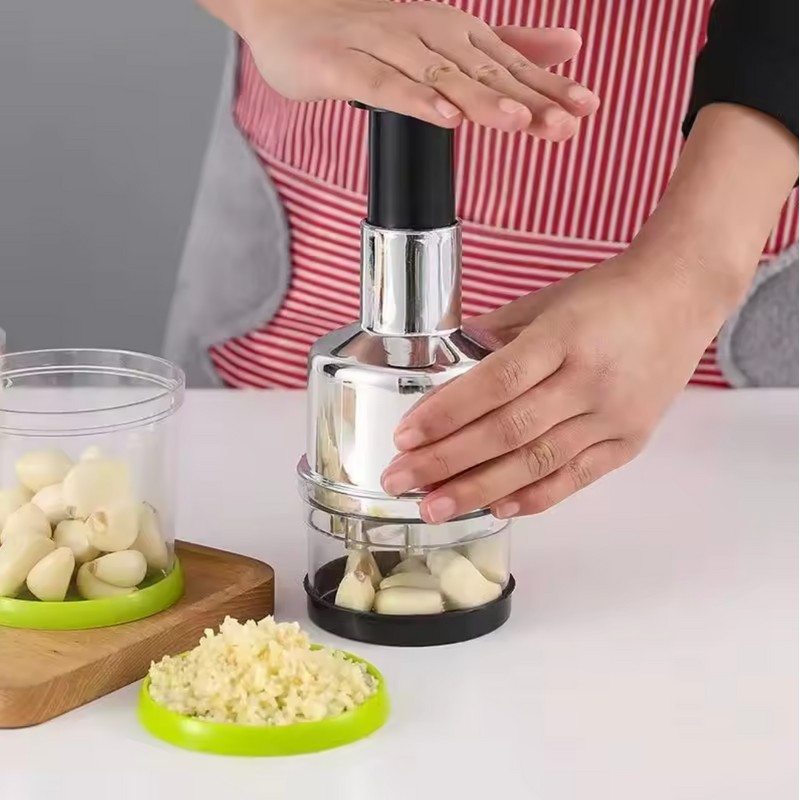Stainless Steel Garlic Press and Onion Chopper - Manual Vegetable