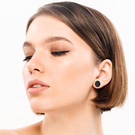 Treuheld® Lava Stone Ear Plug, 9 Sizes, Black, 14 mm