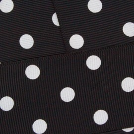 1.5" Grosgrain Ribbon White Dots 030 Black 25yd