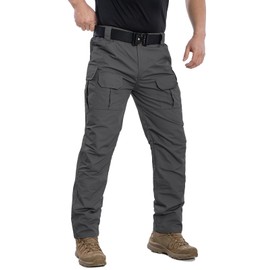 NAVEKULL Men's Outdoor Tactical Pants Rip Stop Lightweight Waterproof Military Combat Cargo Work Hiking Pants Dark Grey