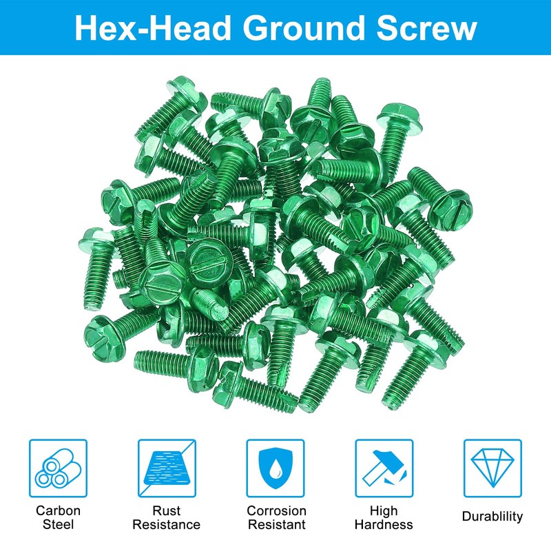 PATIKIL Grounding Screws Kit,100 Pcs 10-32 x 3/8" Hex Flanged