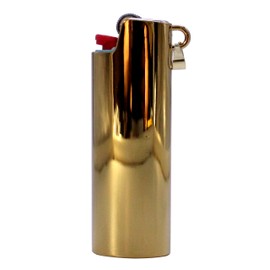 Metal J6 Lighter Case Cover Reusable for Bic Regular lighters Sleeve Holder with Ring Necklace Accessories