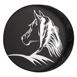 Delerain Black White Horse Spare Tire Cover Wheel Protectors Sun Protector Waterproof for RV Trailer RV SUV Truck and Many Vehicle(16 Inch for Diameter 29"-31")