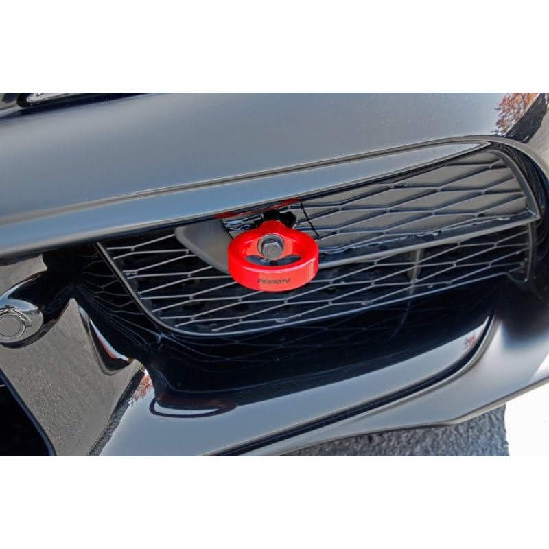 Perrin Performance Aluminum Front Tow Hook Kit Red Compatible with