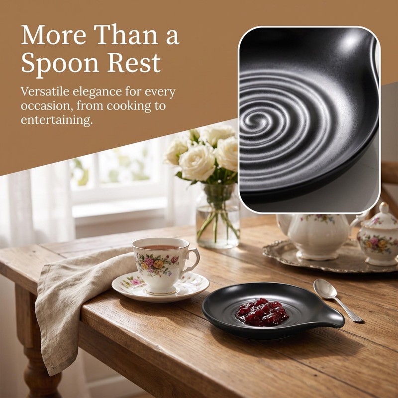 Ceramic Spoon Rest, 16x13x2.5cm Ceramic Spoon Rest with Spiral Design,