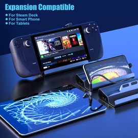 Steam Deck 6-in-1 Docking Station With HDMI 2.0 4K@60Hz, Touchpad Protector, 1000Mbps Ethernet, 3 USB 3.0, 100W PD Fast Charging Dock for ROG Alloy With Valve