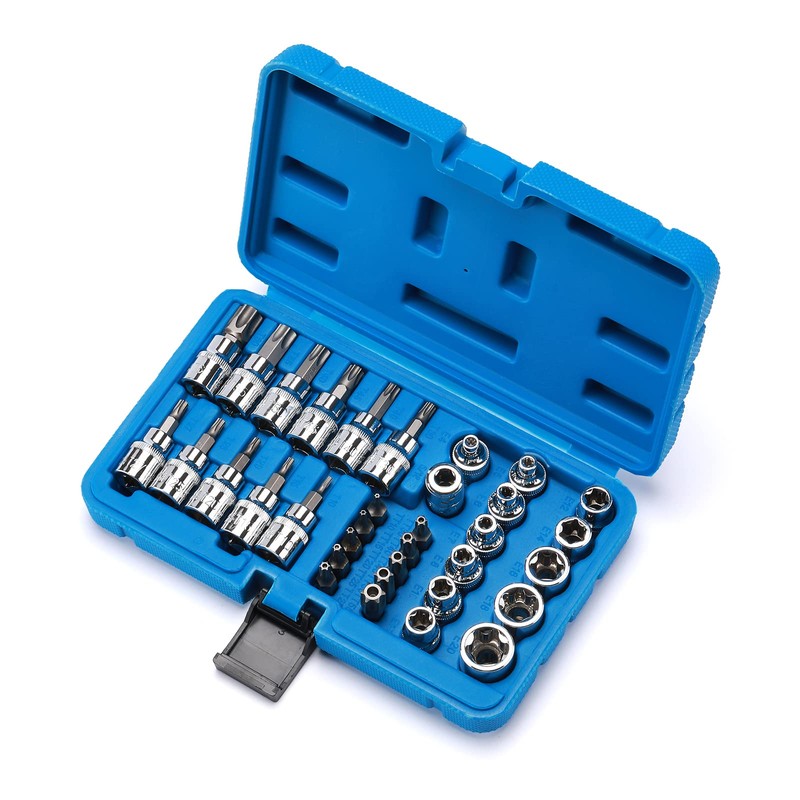 CASOMAN 34 Pieces 3/8-Inch Drive Torx Bit Socket and E-Torx
