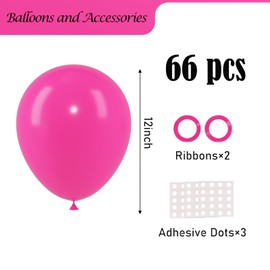 Voircoloria Hot Pink Balloons, 66pack 12inch Dark Pink Latex Party Balloons for Wedding, Birthday, Graduation, Bridal Shower, Baby Shower, Gender Reveal, Anniversary, Anniversary Party Decorations