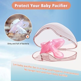 Smlpuame Pacifier Case,6 Pack BPA Free Pacifier Holder Case,Transparent Container Box for Baby Binky（Not Included),Essential Pacifier Accessories,Alway Keep Paci Clean,Easy to Clean(Pink)