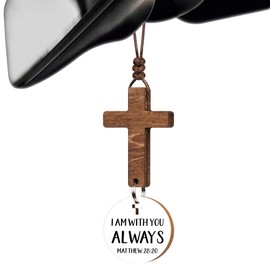 Cross For Car Mirror Hanging, Christian Car Accessories - Scan Phone for Daily Bible Verse, Rearview Hanging Cross Ornament, Christian Rear View Mirror Accessories Charm, Christian Gifts for Women Men