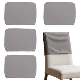 4Pcs Dining Chair Back Covers Elastic Polyester Chair Back Protective Covers Dustproof Backrest Slipcover for Office Home Dining Room Kitchen Hotel(35×48cm,Gray)