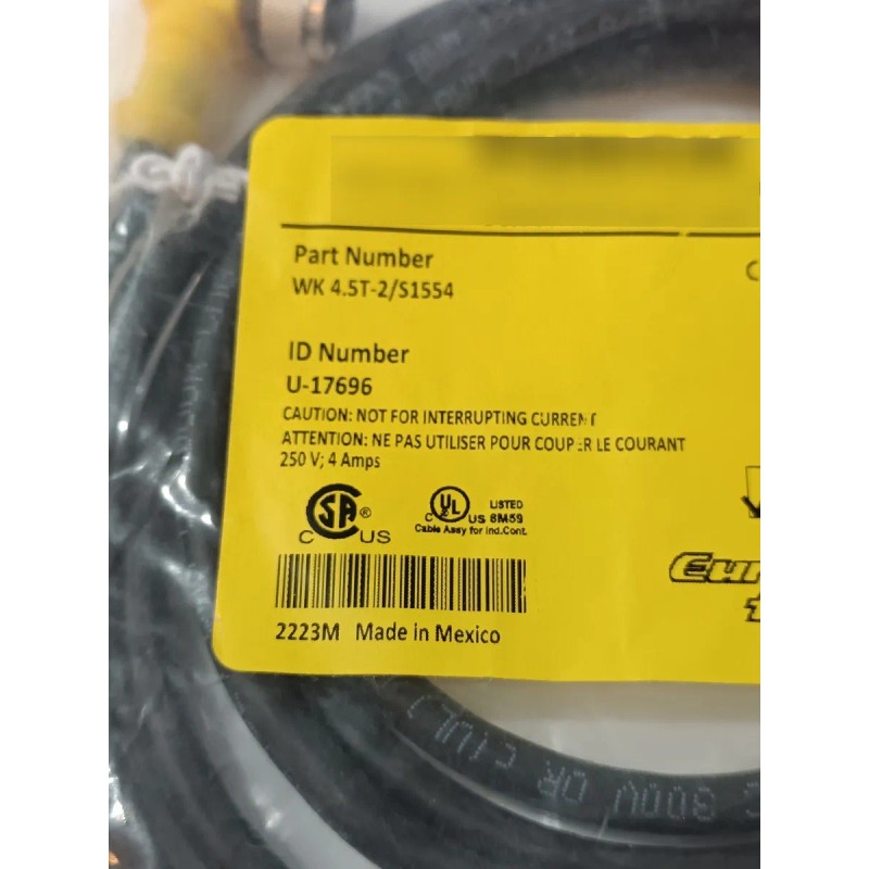 Turck Wk4.5t-2/s1554 Cable Para Sensores M12 Hembra 5 Pines (Usado)