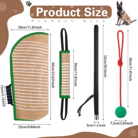 Leyndo 4 Pcs Dog Training Set Include Dog Sleeve Pillow Tug Toy Training Stick and Rubber Ball Professional Equipment for Biting Interactive Fetch K9 Puppy(Green)