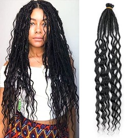 24 Inch Curly Ended Dreadlock Extensions Handmade Synthetic Dreads SE 1B/Black Braids Dreads Locs Extensions 20 Strands/Pack